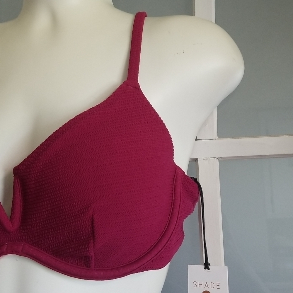 𝅺Shade & Shore Bikini Top Swim Raspberry Currant - Picture 3 of 10